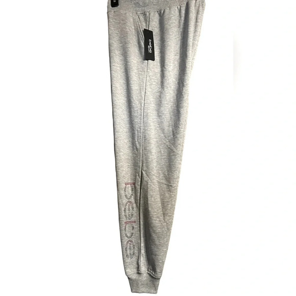 BEBE SPORT Women Nailhead Studded LOGO Joggers Sweat Pants in Heather Grey Nwt - Picture 5 of 11